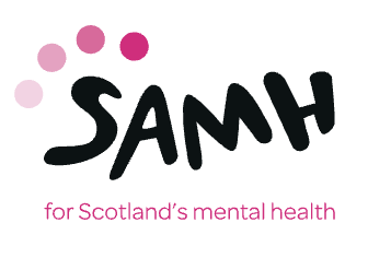 A logo for SAMH - a charity for Scotland's mental health.