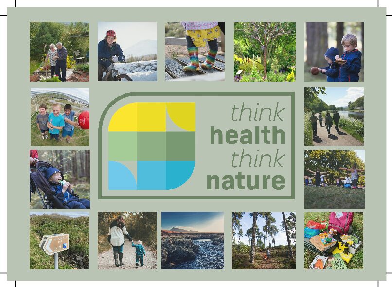 Front of the Think Health Think Nature postcard