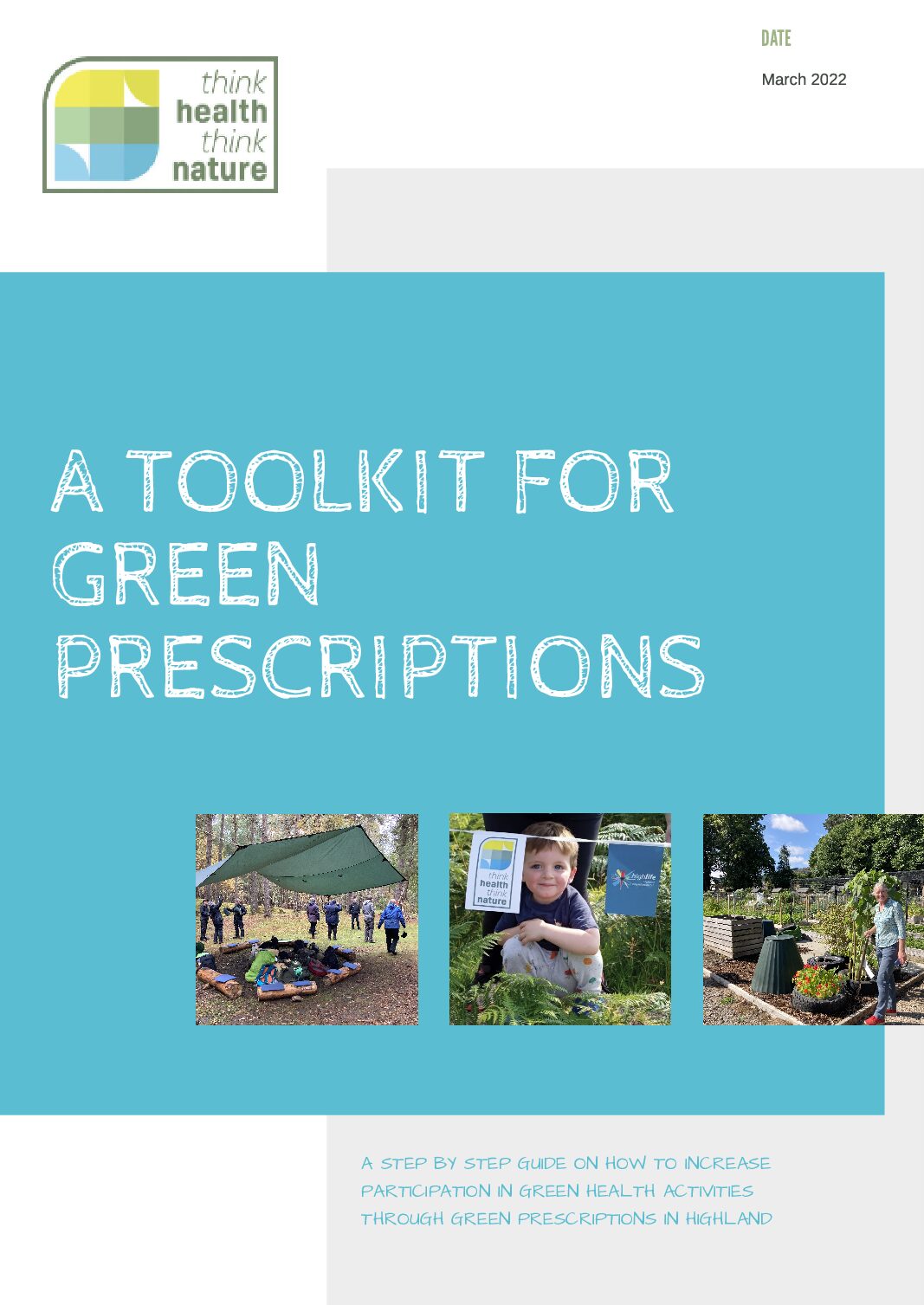Cover page of the 'A toolkit for green prescriptions' guide.