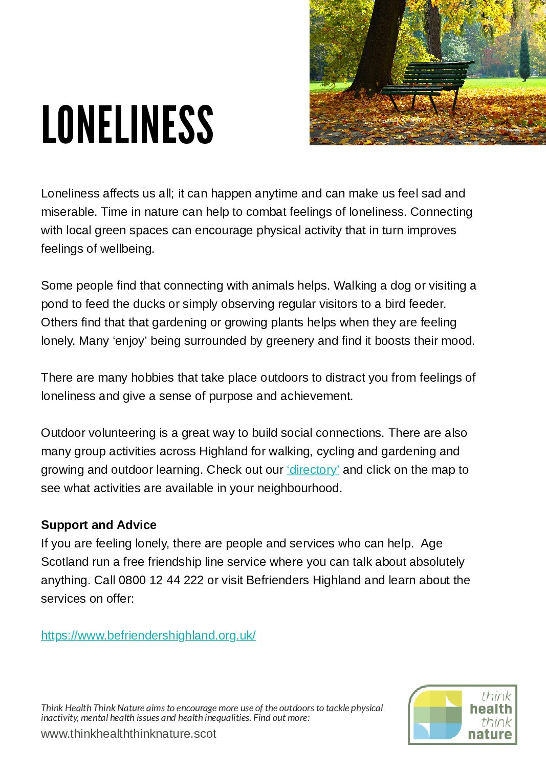 Loneliness advice flyer